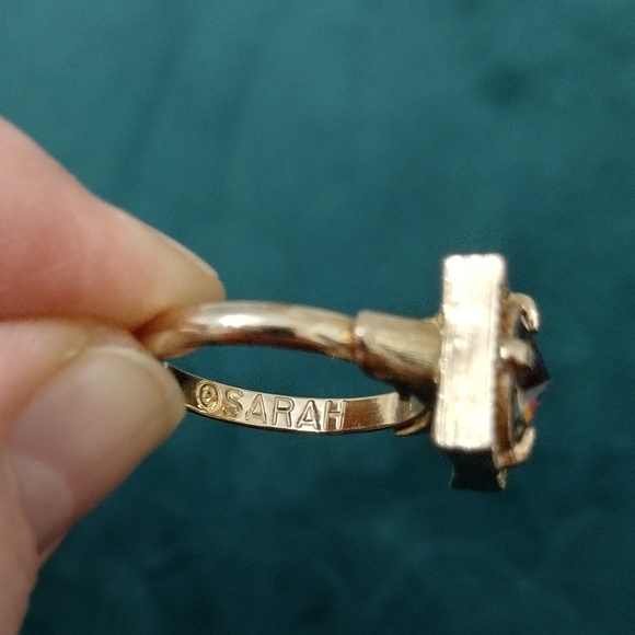 Vintage Sarah Coventry Volcano Ring Open Square Gold Tone - Picture 3 of 5